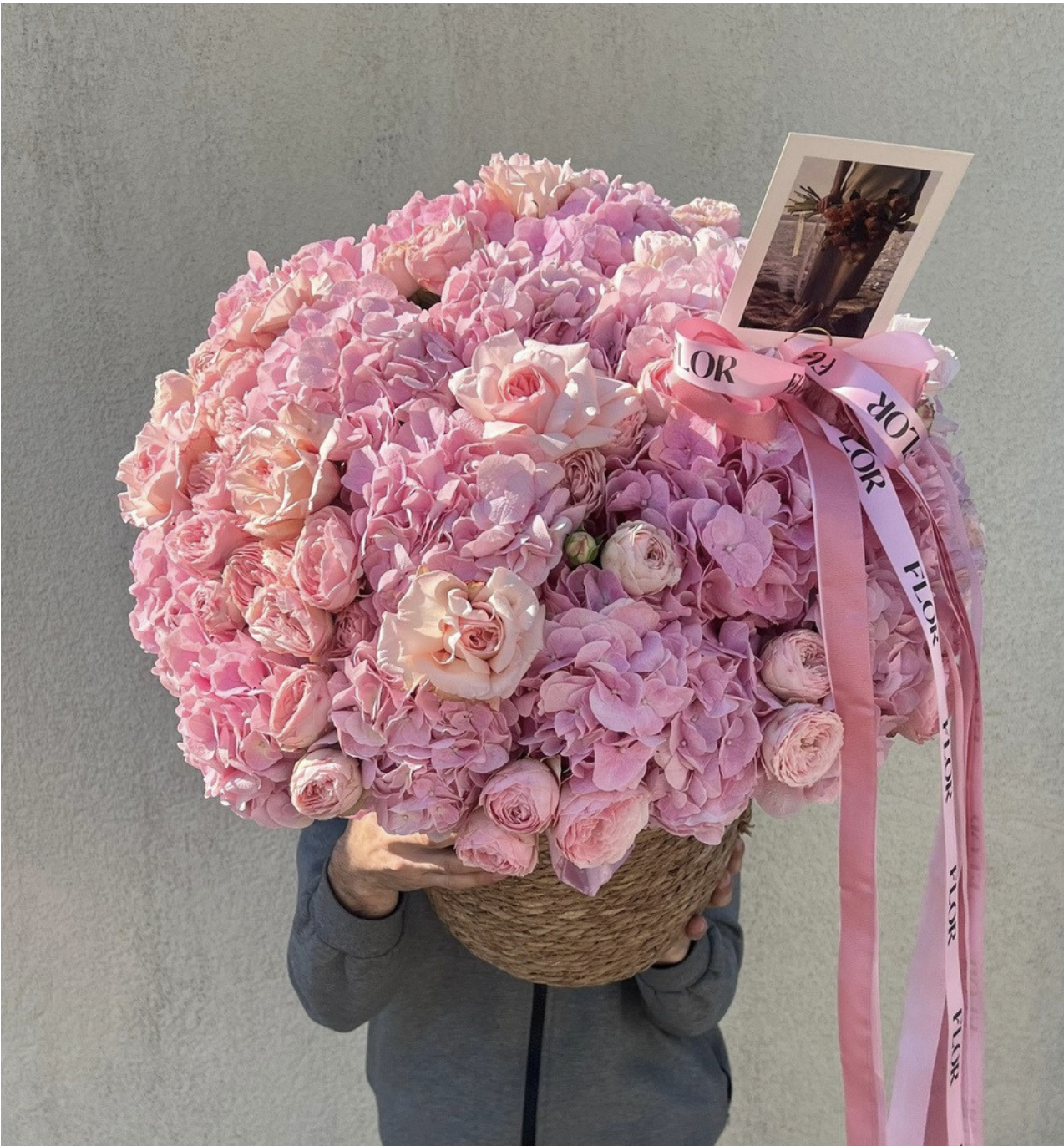 Box of garden rose French rose and hydrangea